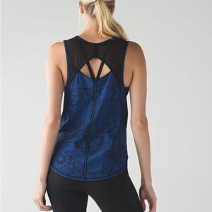 Lululemon Sculpt Tank in Antique Paisley Sapphire Blue Black / Black